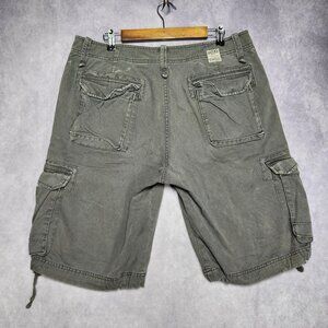 Lucky Brand Shorts Mens 33 Gray Cargo Utility Pockets Drawstring 80318 Summer